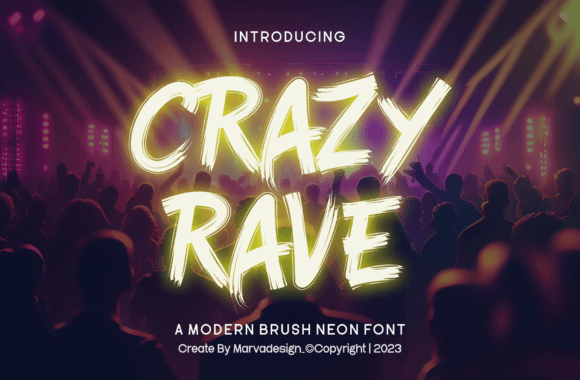 Crazy Rave: Igniting Design with Neon Brush Energy